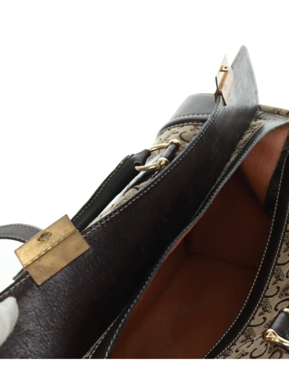 CELINE C Sulky Boston Bag Canvas Brown Gold - Picture 13 of 16